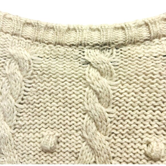 M&S Collection Beige Wool Blend Cable Knit Bobble Sweater Womens Size 6 Medium - Picture 12 of 14